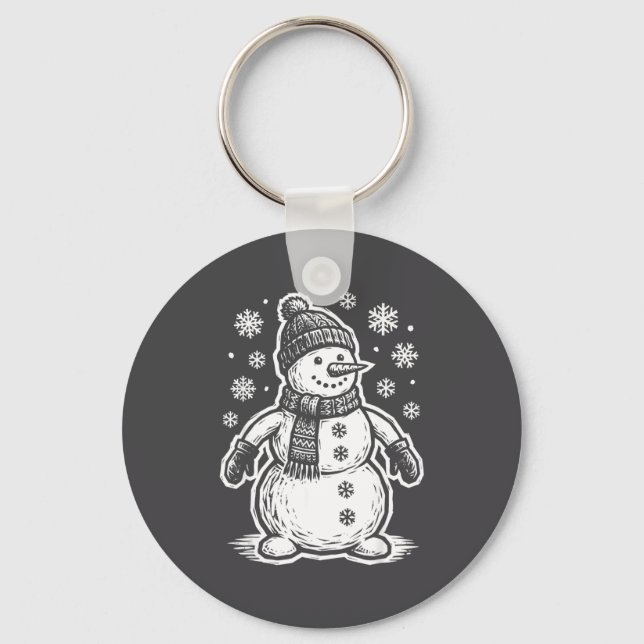 Funny Woout Snowman Winter Holiday Christmas Snowf Key Ring (Front)