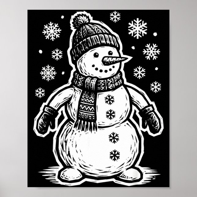 Funny Woout Snowman Winter Holiday Christmas Snowf Poster (Front)