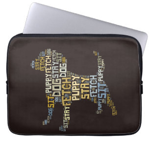 Funny Word Cloud Dog Sit Stay Fetch Obedience Laptop Sleeve
