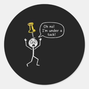 Funny wordplay office humour sarcastic stickman classic round sticker