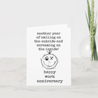 Funny Work Anniversary Card Sarcastic