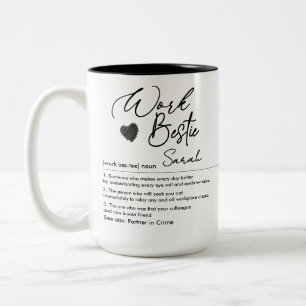 Funny Work Bestie Custom Name Definition Two-Tone Coffee Mug