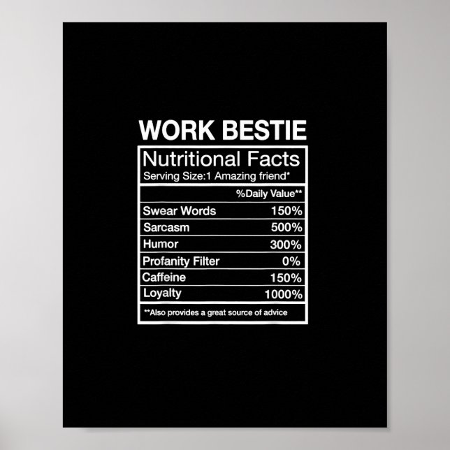 Funny Work Bestie Definition, Hilarious Coworker Poster (Front)