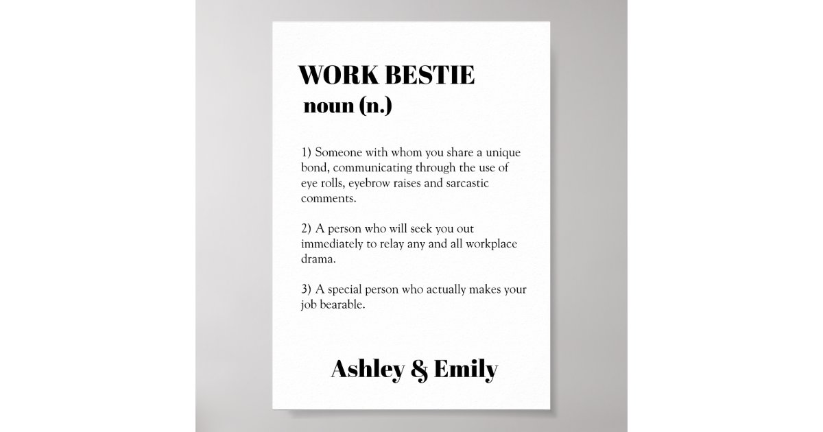 Funny Work Bestie Picture Gift Hilarious Co worker Poster | Zazzle