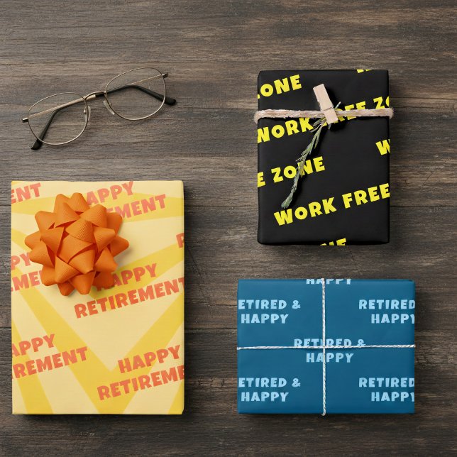 Funny Work Free Zone Retired Wrapping Paper Sheets (Happy Retirement gift wrap just for you)