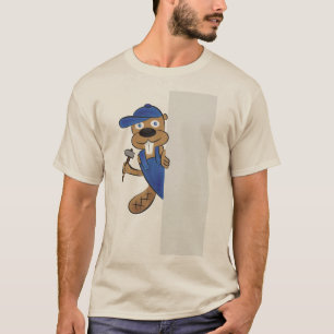 Funny Working Beaver Graphic Tee - Cute Cartoon