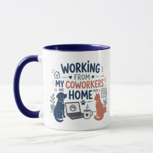 Funny Working From Home Pet Coworkers Office Humou Mug