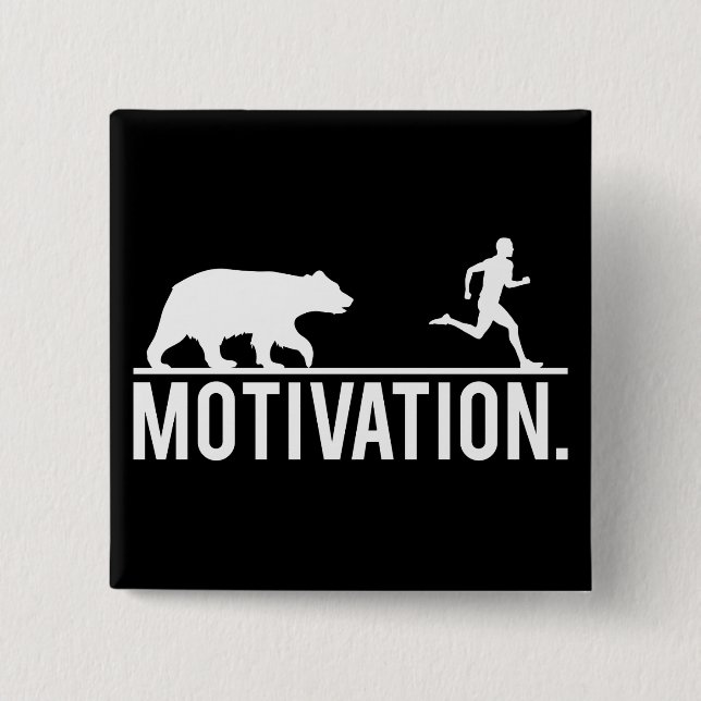 Funny Workout Motivation - Bear Chasing Jogger 15 Cm Square Badge (Front)