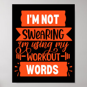 Funny Workout Words Orange Gym  Poster