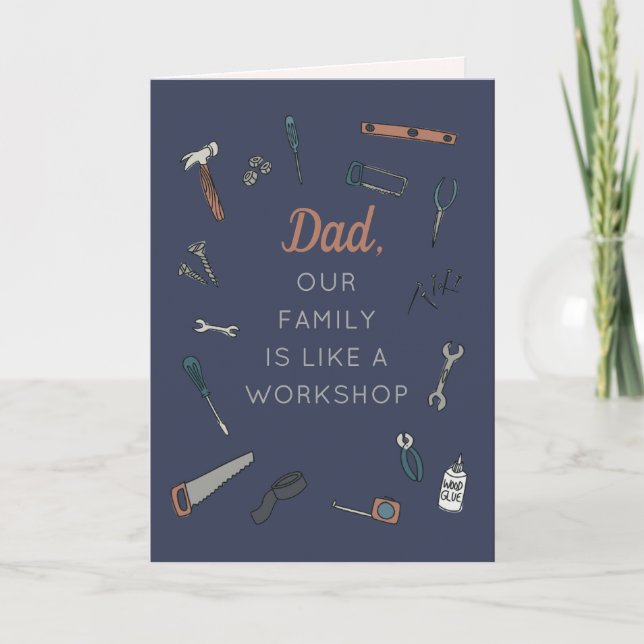 Funny Workshop Fathers Day Dad  Card (Front)