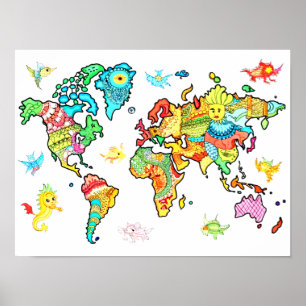 Funny World Map Poster