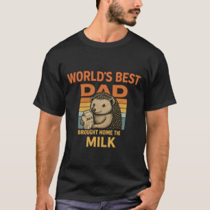 Funny World's Best Dad T-Shirt - Cute Hedgehog wit