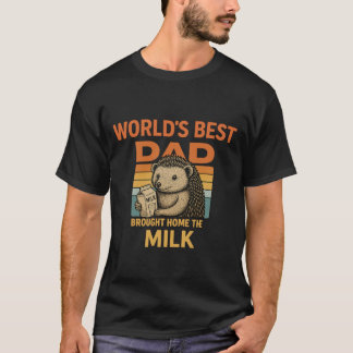 Funny World's Best Dad T-Shirt - Cute Hedgehog wit