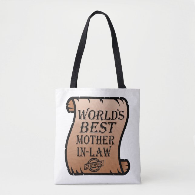 Funny Worlds Best Mother-in-law Certificate Tote Bag (Front)