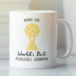 Funny World's Best Pickleball Grandma Gift, Custom Coffee Mug<br><div class="desc">The perfect gift for the grandma who loves pickleball - design features a pickleball trophy and text that reads World's Best Pickleball Grandma (easily change grandma to dad,  mum grandpa,  friend,  etc.)  Add a name or custom text above. Makes an awesome holiday or birthday gift for any pickleball lover.</div>