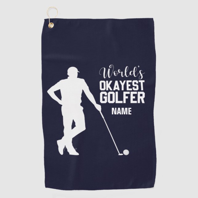 Funny World's Okayest Golfer Golf Towel (Front)