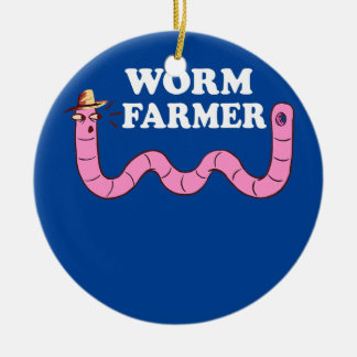Funny Worm Farmer Gardening Worm Farm Red Wiggler Ceramic Tree Decoration