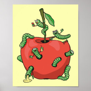 Funny worms in the apple poster