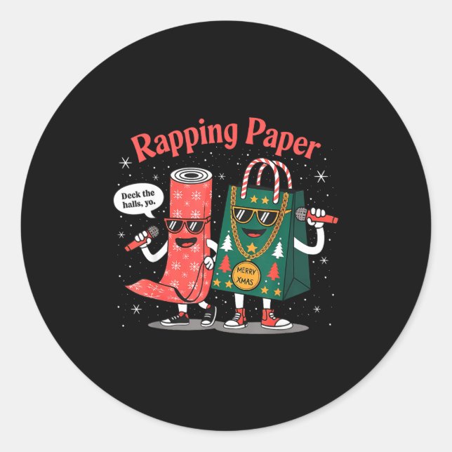 Funny Wrapng Rapng Paper Wrap Music Rap Pj  Classic Round Sticker (Front)