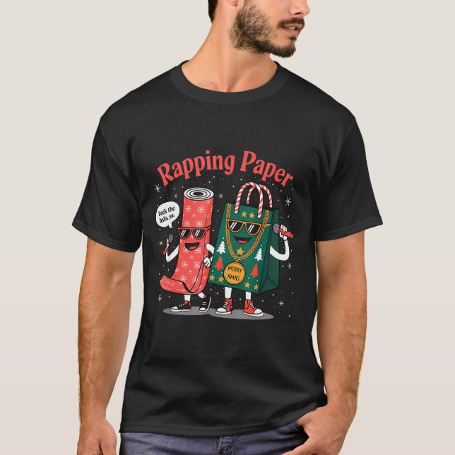 Funny Wrapng Rapng Paper Wrap Music Rap Pj  T-Shirt (Front)