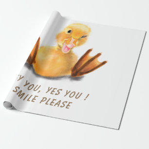 Funny Wrapping Paper Happy Yellow Duck - Smile