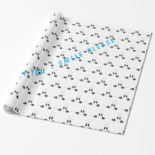 Funny Wrapping Paper with Curiosity Eyes - Smile (Unrolled)
