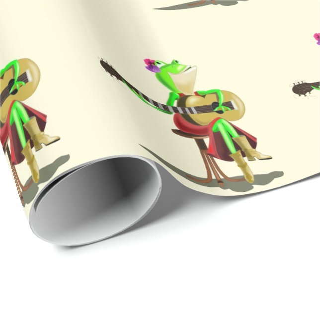 Funny Wrapping Paper with Frog Playing Guitar (Roll Corner)