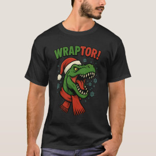 Funny Wraptor T-Rex Dinosaur Christmas Pun T-Shirt