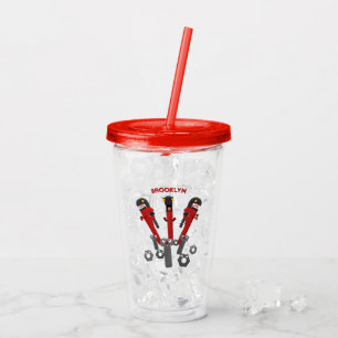 Funny wrench monster tools humour cartoon acrylic tumbler