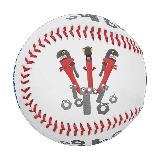 Funny wrench monster tools humour cartoon baseball (Front Left)