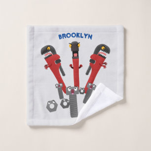 Funny wrench monster tools humour cartoon bath towel set