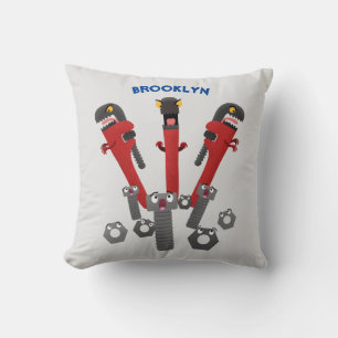 Funny wrench monster tools humour cartoon cushion