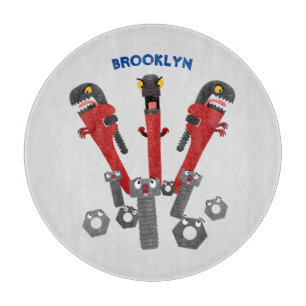 Funny wrench monster tools humour cartoon cutting board