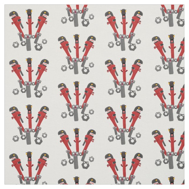 Funny wrench monster tools humour cartoon  fabric (Swatch)
