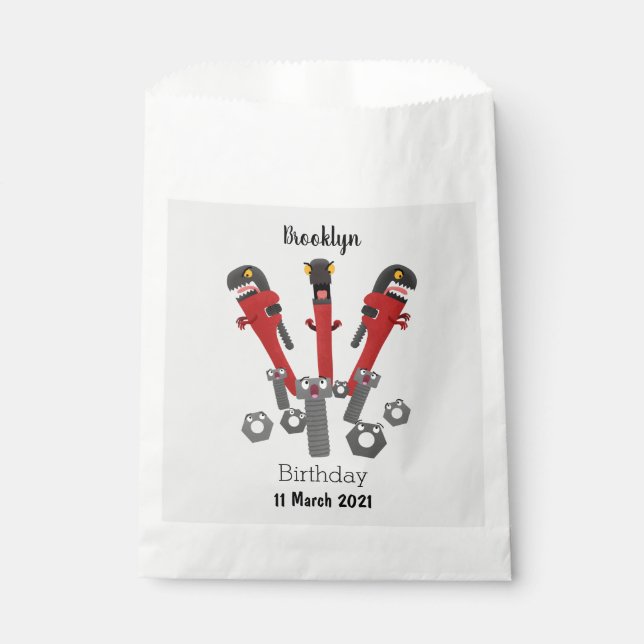 Funny wrench monster tools humour cartoon favour bags (Front)