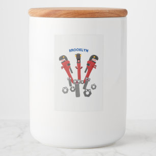 Funny wrench monster tools humour cartoon food label