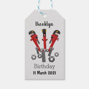 Funny wrench monster tools humour cartoon  gift tags