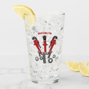 Funny wrench monster tools humour cartoon glass