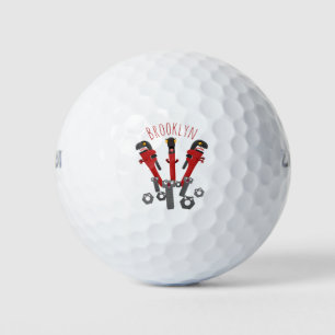 Funny wrench monster tools humour cartoon golf balls