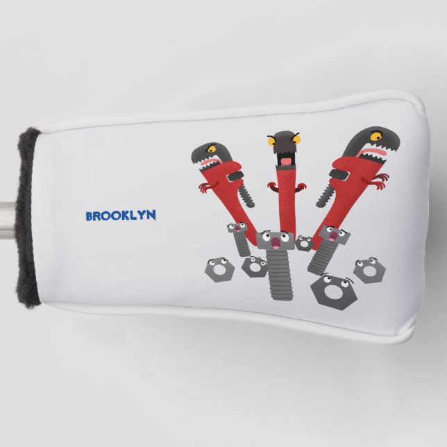 Funny wrench monster tools humour cartoon  golf head cover (Front)