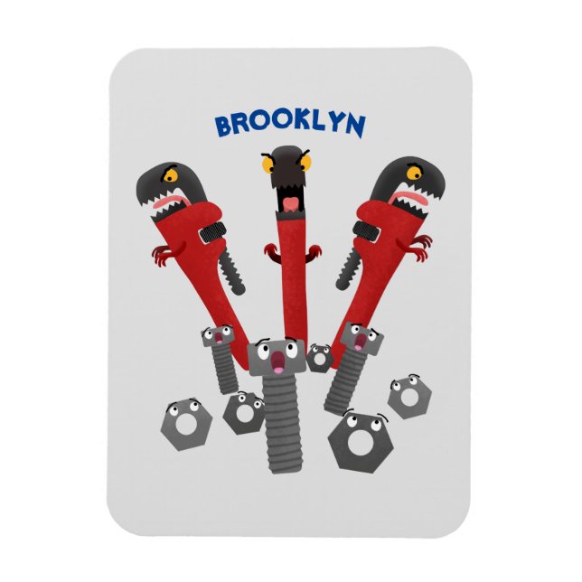 Funny wrench monster tools humour cartoon magnet (Vertical)