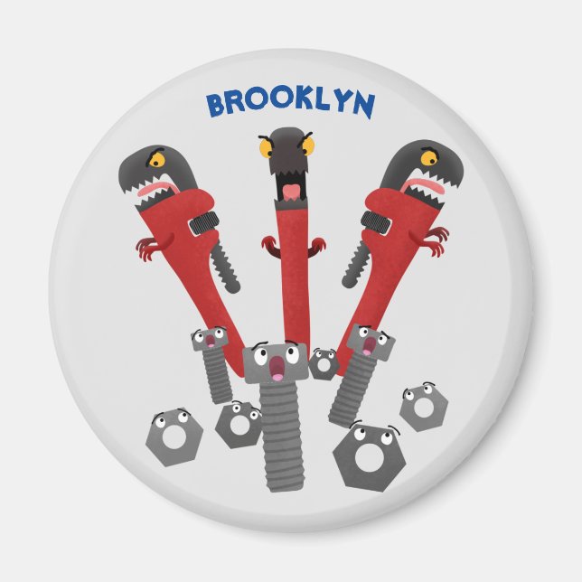 Funny wrench monster tools humour cartoon magnet (Front)