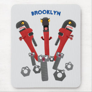 Funny wrench monster tools humour cartoon mouse mat