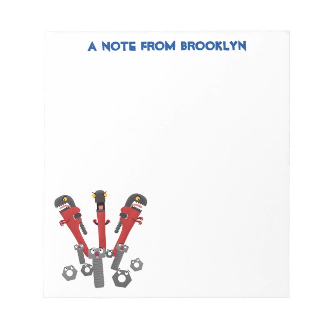 Funny wrench monster tools humour cartoon notepad (Front)