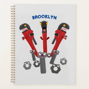 Funny wrench monster tools humour cartoon planner