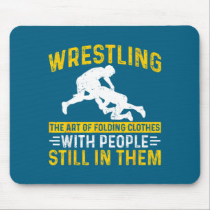 Funny Wrestling Art Of Folding Clothes With People Mouse Mat