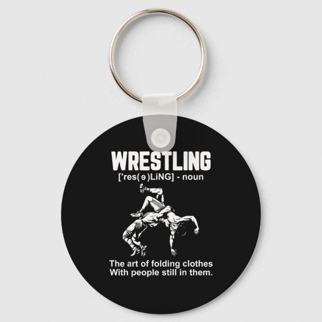 Funny Wrestling Definition The Art Of Folding Clot Key Ring (Front)