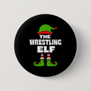 Funny Wrestling Elf Christmas Wrestler Mens Womens 6 Cm Round Badge