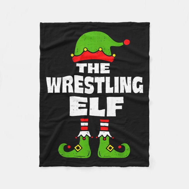 Funny Wrestling Elf Christmas Wrestler Mens Womens Fleece Blanket (Front)