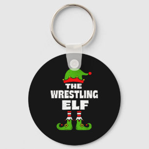 Funny Wrestling Elf Christmas Wrestler Mens Womens Key Ring